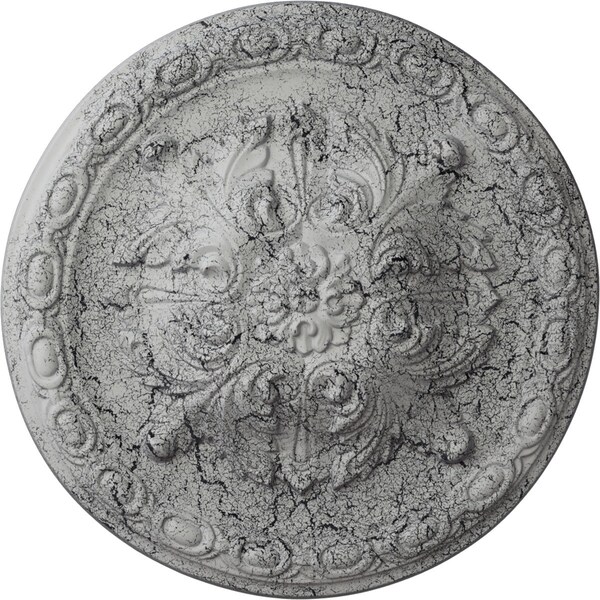 Ekena Millwork Stockport Ceiling Medallion, Hand-Painted Ultra Pure White Crackle, 11 3/4"OD x 3/8"P CM12STUWC - main